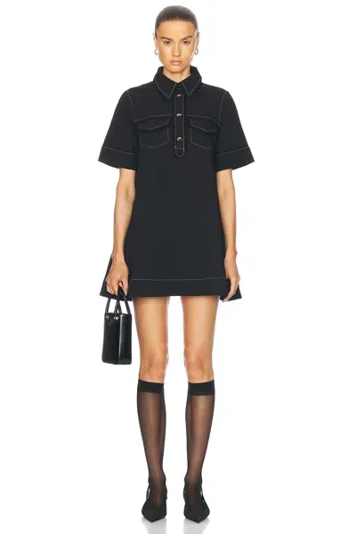 Ganni Mini Shirt Dress In Black