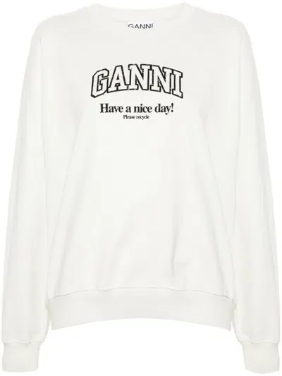 Ganni Organic Cotton Oversized Sweatshirt In White