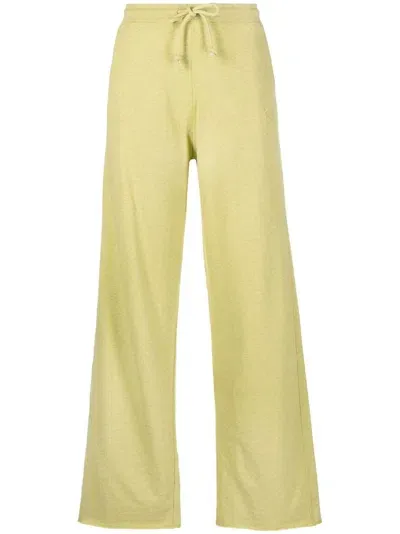 Ganni Organic Cotton Wide-leg Track Pants In Green