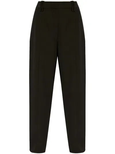 Ganni Pleated Pants Woman Black In Cotton