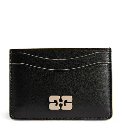 Ganni Recycled Leather Bou Card Holder In Black