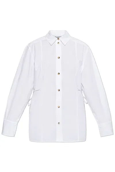 Ganni Shirt With Decorative Side Ties In White