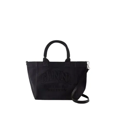 Ganni Small Easy Shopper Bag -  - Cotton - Black