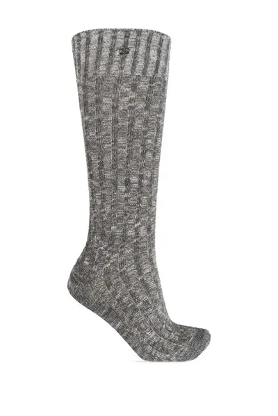 Ganni Socks With Lurex Thread In Grey