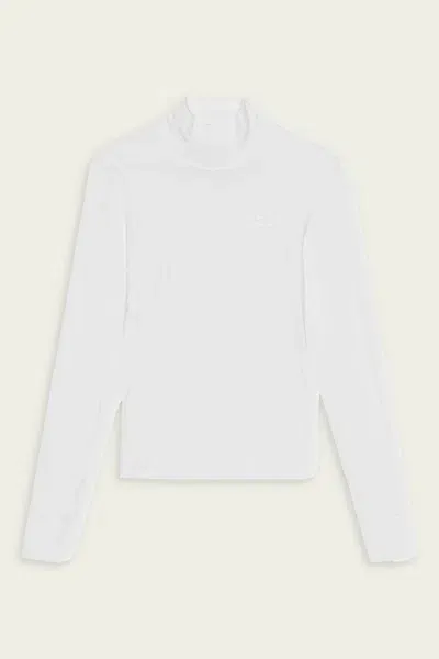 Ganni Soft Cotton Rib Long Sleeve T-shirt In Bright White