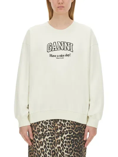 Ganni Sweatshirt With Logo In White