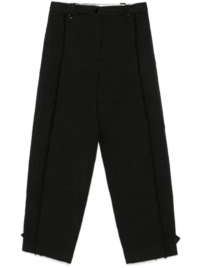 Ganni Tweed Trousers In Black