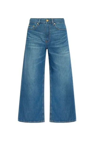 Ganni Wide Leg Jeans In Blue