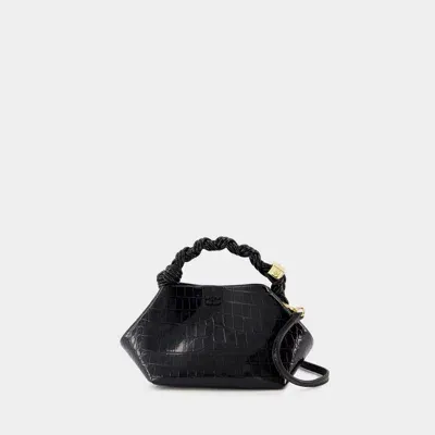 Ganni Small Bou Cocco Bag In Black Recycled Leather Blend