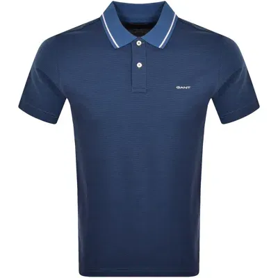 Gant Micro Houndstooth Polo T Shirt Blue