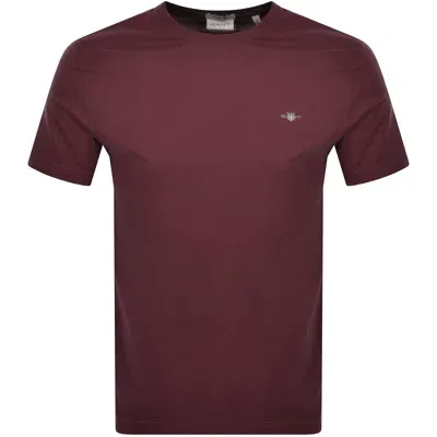 Gant Regular Shield T Shirt Burgundy