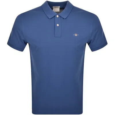 Gant Shield Pique Polo T Shirt Blue