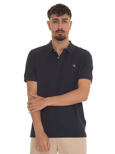 Gant Short Sleeve Polo Shirt In Blue