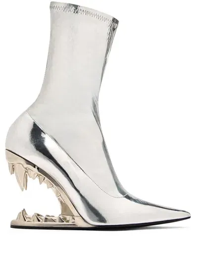 Gcds 110mm Morso Mirror Vinyl Ankle Boots In Silver