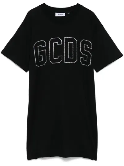 Gcds Crystal-logo T-shirt In Black