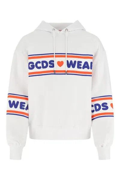 Gcds Logo Hooded Sweatshirt In White