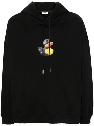 Gcds Duck-print Hoodie In Black