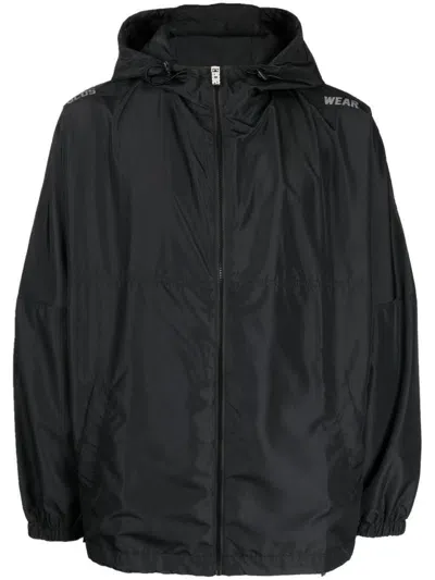 Gcds Hooded Lightweight Jacket In Black