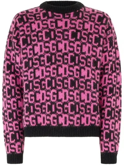 Gcds Intarsia-knit Logo Jumper In Black