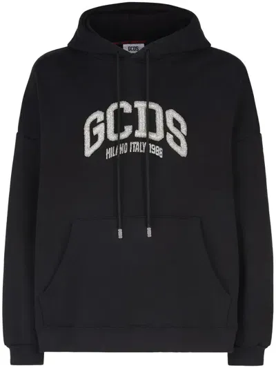 Gcds Logo Bling Loose Hoodie Clothing In Black