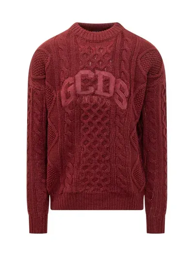 Gcds Logo Braids Sweater In Red