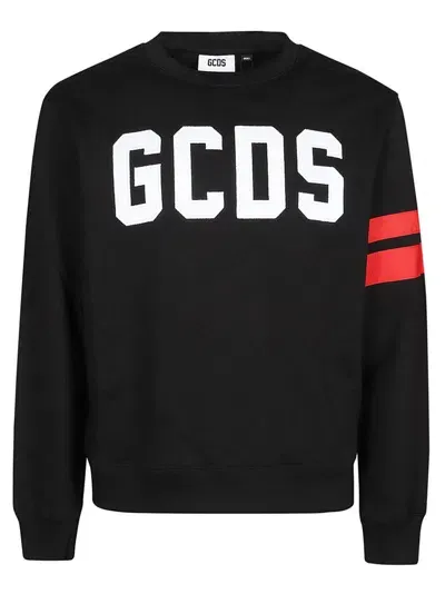 Gcds Logo Embroidered Crewneck Sweatshirt In Black