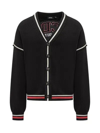 Gcds Logo Knit Cardigan In Black