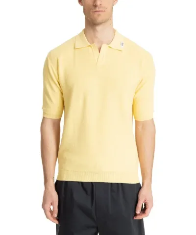 Gcds Fine-knit Cotton Polo Shirt In Yellow