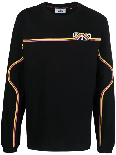 Gcds Surf Print Cotton Sweatshirt In Black