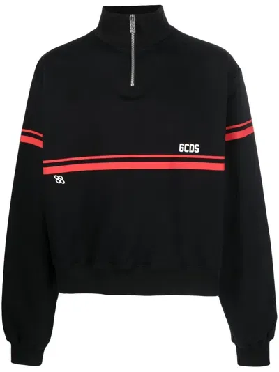 Gcds Logo-print Cotton Sweatshirt In Black