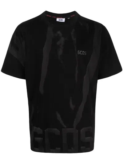 Gcds Logo-print Cotton T-shirt In Black