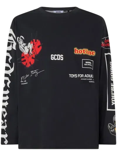 Gcds Logo-print T-shirt In Black