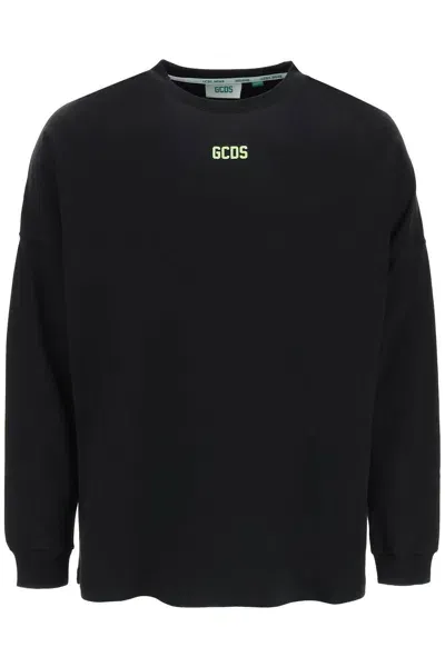 Gcds Long-sleeved Logo-print T-shirt In Black