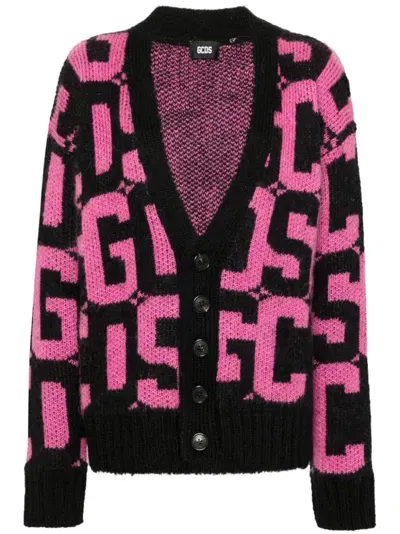 Gcds Monogram-pattern Cardigan In Nude & Neutrals