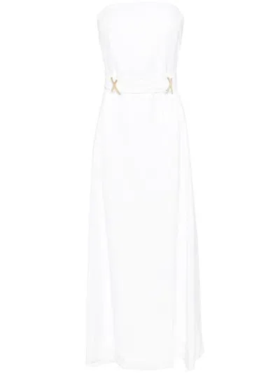 Genny X-plaque Strapless Midi Dress In White