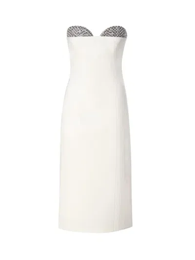 Genny Midi Dress With Sweetheart Neckline In White