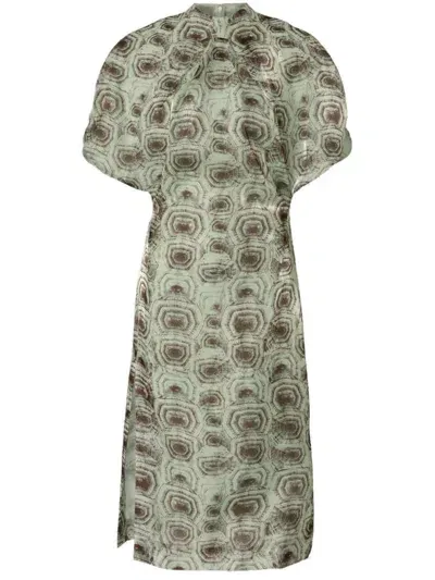 Genny Printed Midi Dress In Green