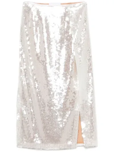 Genny Sequinned Midi Skirt In White