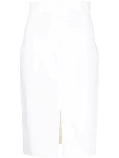 Genny Slit-detail Pencil Skirt In White