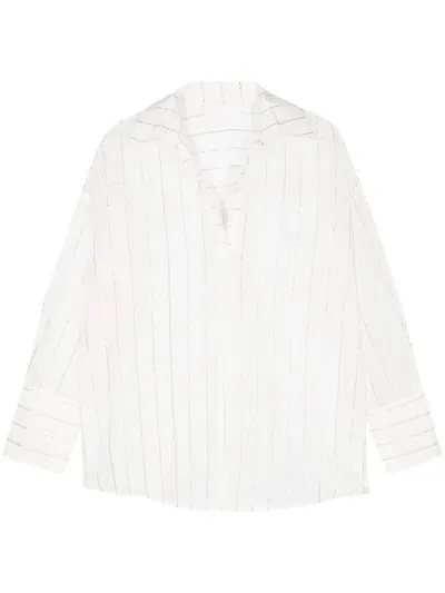 Genny Striped Blouse In White