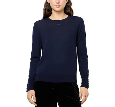 Gerard Darel Jade Merino Wool Crewneck Sweater In Navy