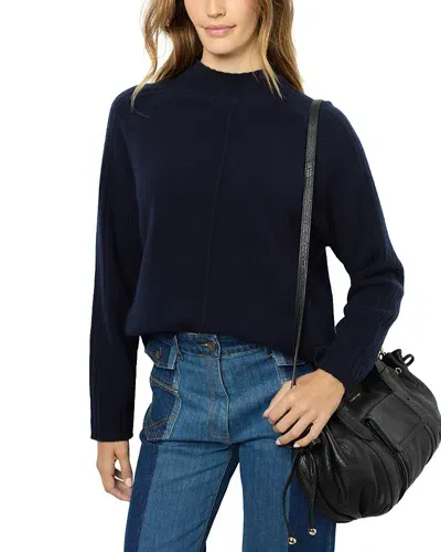 Gerard Darel Jaina Mockneck Wool Sweater In Navy