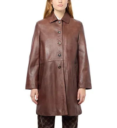 Gerard Darel Layane Leather Jacket In Brown