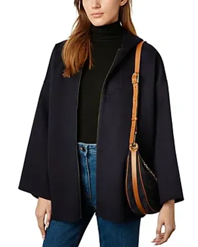 Gerard Darel Nesrynn Hooded Wool Coat In Navy