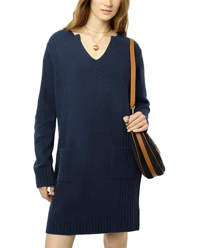 Gerard Darel Sofia Wool Blend Sweater Dress In Navy