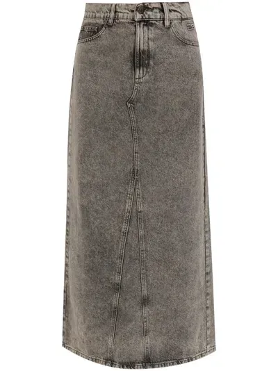 Gestuz Denim Midi Skirt In Grey