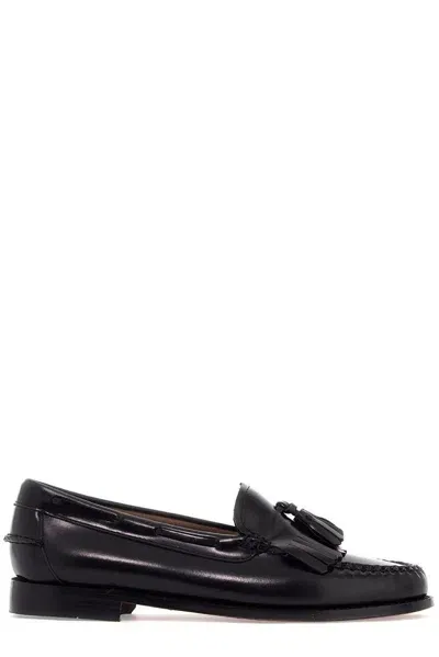 G.h. Bass & Co. Esther Kiltie Weejuns Loafers In Brushed Leather In Black