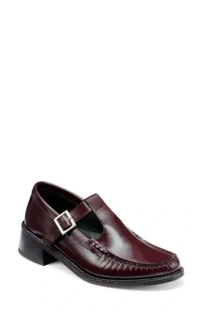 G.h.bass Block Heel T-strap Pump In Wine