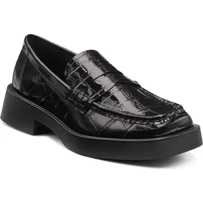 G.h.bass Bowery Croc Embossed Loafer In Black Patent