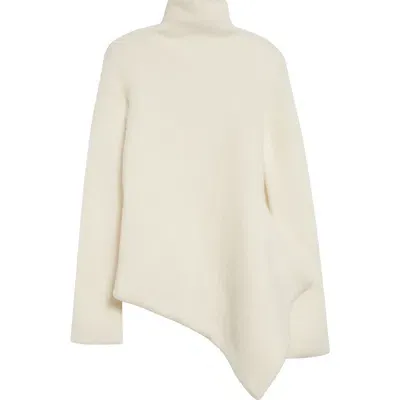 Gia Studios Asymmetric Wool & Cotton Turtleneck Sweater In Ivory